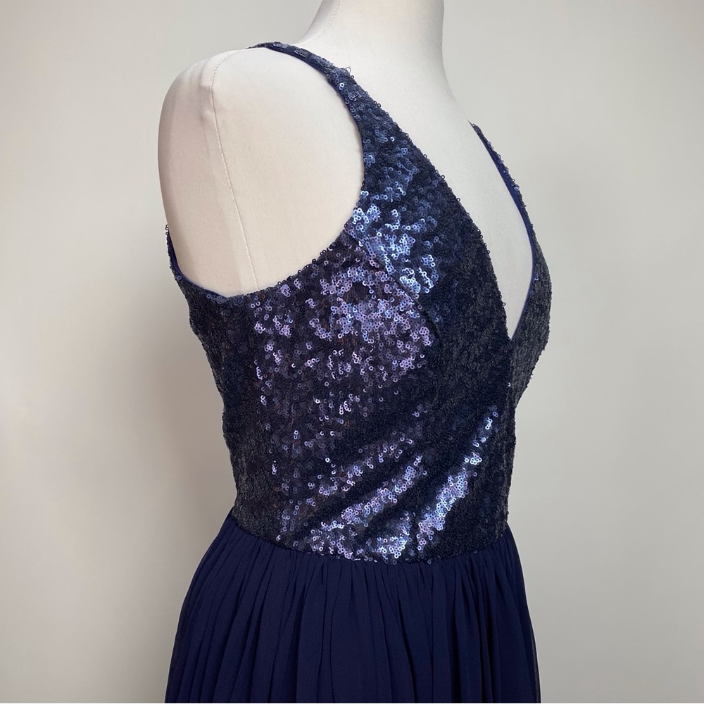 NWT DRESS the POPULATION Navy Blue Sequin Bodice TRACY Fit Flare Size Medium - Picture 12 of 16